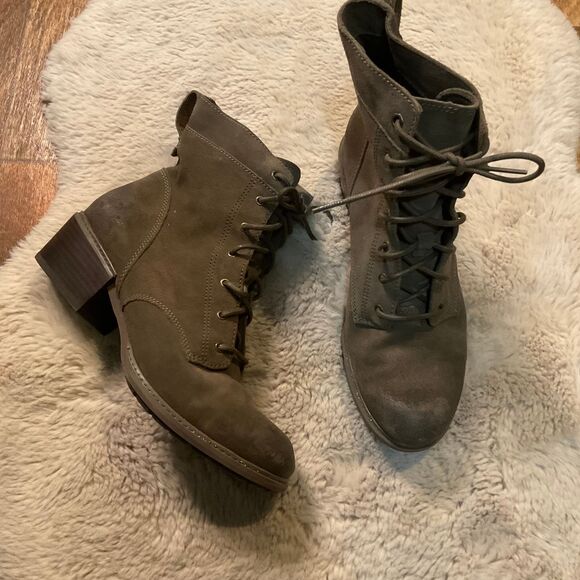 Timberland Lace Up Boots Size 10 Womens Sutherland Bay Mid Olive Boot Ankle Heel - Picture 1 of 11